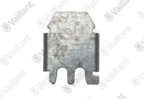 Metallteil von Vaillant, rechteckig mit Aussparungen, möglicherweise zur Befestigung oder Halterung in Heizungsanlagen.